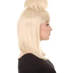 HPO Womens Prom Queen Nightmare Wig | Blond Princess Wig With Bun | Premium Breathable Capless Cap