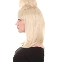 HPO Womens Prom Queen Nightmare Wig | Blond Princess Wig With Bun | Premium Breathable Capless Cap