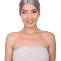 HPO Old Lady Grey Womens Wig | Grandma Cosplay Halloween Wig | Premium Breathable Capless Cap Men's