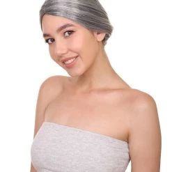 HPO Old Lady Grey Womens Wig | Grandma Cosplay Halloween Wig | Premium Breathable Capless Cap Men's