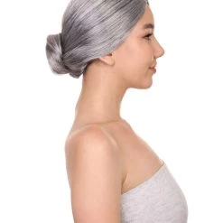 HPO Old Lady Grey Womens Wig | Grandma Cosplay Halloween Wig | Premium Breathable Capless Cap Men's