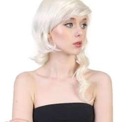 HPO Men's Pink Womens Game Wig | White TV/Movie Fancy Cosplay Halloween Wig | Premium Breathable Capless Cap