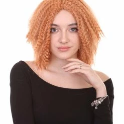 HPO Orange Curly Fashion Womens Wig | Party Ready Fancy Cosplay Halloween Wig | Premium Breathable Capless Cap Women's