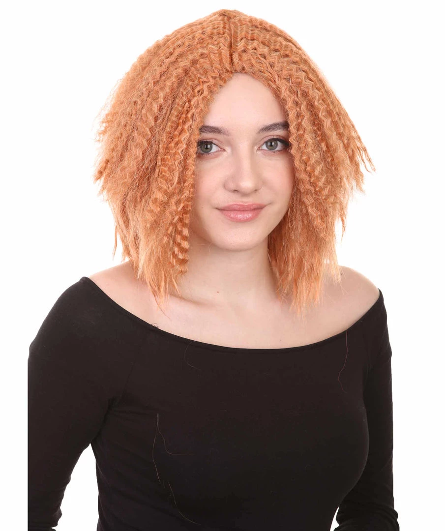 HPO Orange Curly Fashion Womens Wig | Party Ready Fancy Cosplay Halloween Wig | Premium Breathable Capless Cap Women's