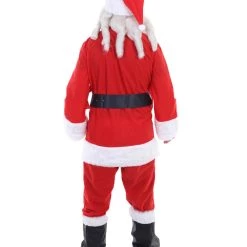 HPO Adult Men's Deluxe Classic Santa Claus Suit Costume | White & Red Christmas Costume