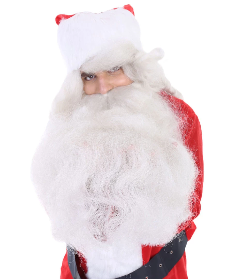 HPO Adult Men's Deluxe Classic Santa Claus Suit Costume | White & Red Christmas Costume