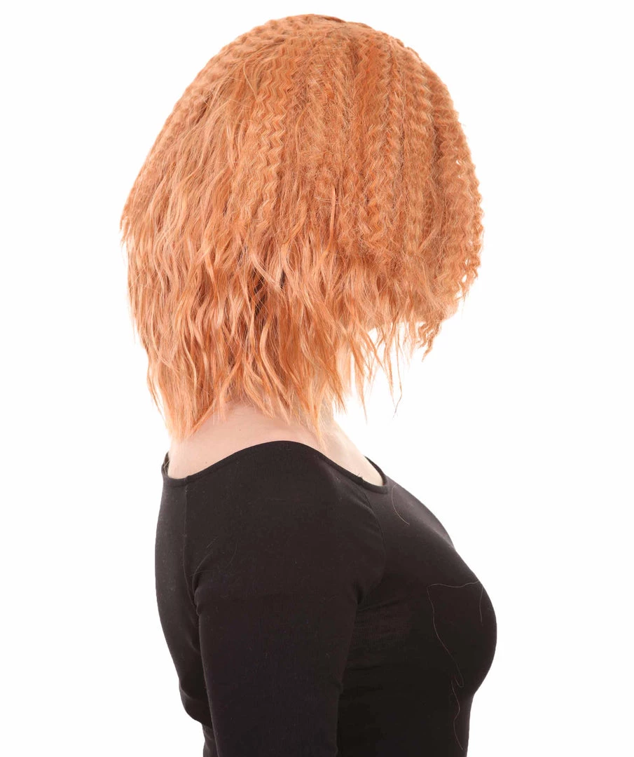 HPO Orange Curly Fashion Womens Wig | Party Ready Fancy Cosplay Halloween Wig | Premium Breathable Capless Cap Women's