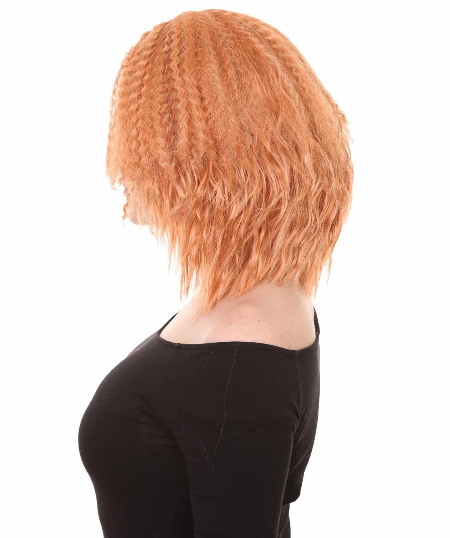 HPO Orange Curly Fashion Womens Wig | Party Ready Fancy Cosplay Halloween Wig | Premium Breathable Capless Cap Women's