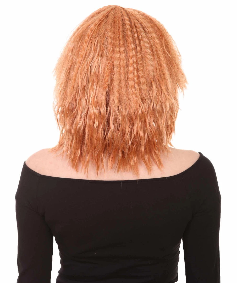 HPO Orange Curly Fashion Womens Wig | Party Ready Fancy Cosplay Halloween Wig | Premium Breathable Capless Cap Women's