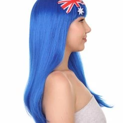 FLAGWIGS Australian Flag Sport Party Long Bob Wig | Premium Breathable Capless Cap Women's