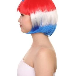 FLAGWIGS Women's Women Patriotic Croatia Flag Wig | Bob Wig | Premium Breathable Capless Cap