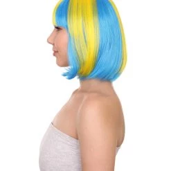 FLAGWIGS Sweden Flag Sport Party Bob | Yellow Sky Blue Sexy Cosplay Party Halloween Wig | Premium Breathable Capless Cap