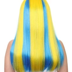 FLAGWIGS Sweden Flag Sport Party Long Bob Wig | Sexy Cosplay Party Halloween Wig | Premium Breathable Capless Cap Women's