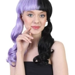 HPO Singer Wavy Ponytail Womens Wig | Purple & Black Celebrity Wig | Premium Breathable Capless Cap Men's