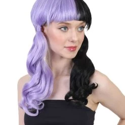 HPO Singer Wavy Ponytail Womens Wig | Purple & Black Celebrity Wig | Premium Breathable Capless Cap Men's