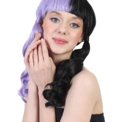 HPO Singer Wavy Ponytail Womens Wig | Purple & Black Celebrity Wig | Premium Breathable Capless Cap Men's