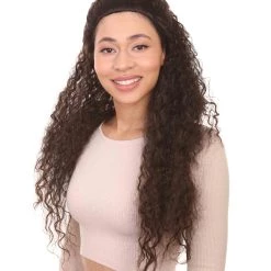 HPO Men's Womens Polynesian Princess Wig | Long Curly Wig | Premium Breathable Capless Cap