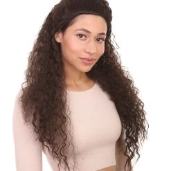 HPO Men's Womens Polynesian Princess Wig | Long Curly Wig | Premium Breathable Capless Cap