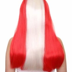 FLAGWIGS Peru Flag Sport Party Long Bob Wig | Long Straight Wig | Premium Breathable Capless Cap Women's