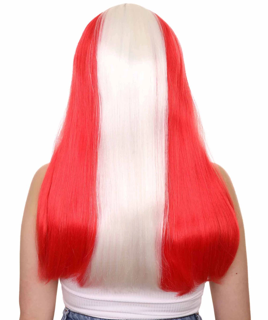 FLAGWIGS Peru Flag Sport Party Long Bob Wig | Long Straight Wig | Premium Breathable Capless Cap Women's