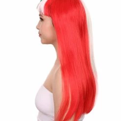 FLAGWIGS Peru Flag Sport Party Long Bob Wig | Long Straight Wig | Premium Breathable Capless Cap Women's