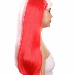 FLAGWIGS Peru Flag Sport Party Long Bob Wig | Long Straight Wig | Premium Breathable Capless Cap Women's