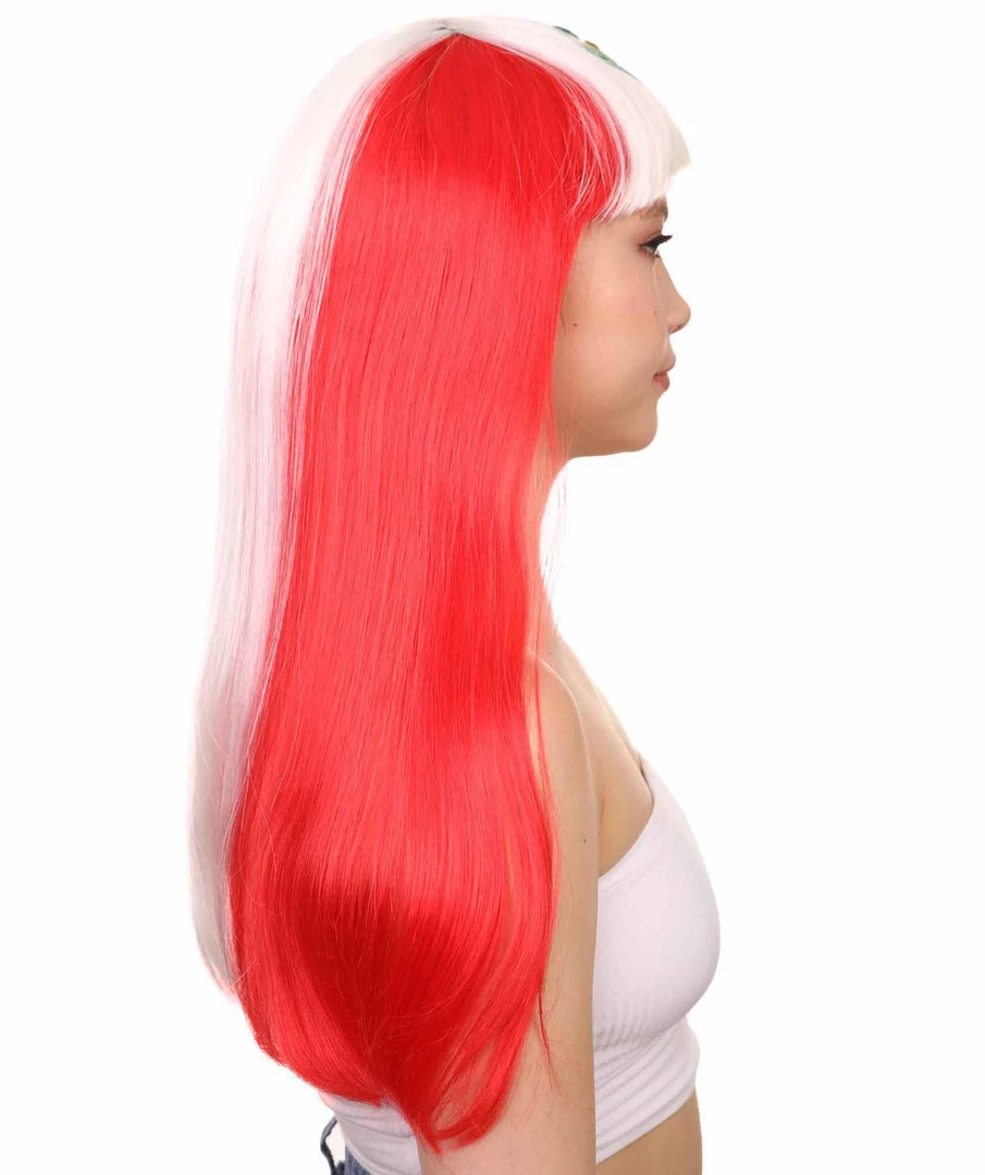 FLAGWIGS Peru Flag Sport Party Long Bob Wig | Long Straight Wig | Premium Breathable Capless Cap Women's