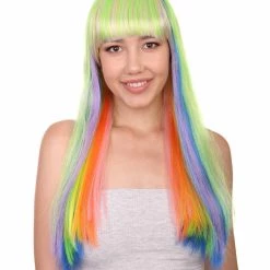 HPO Women's Womens Rainbow Bob Wig | Party Ready Fancy Cosplay Halloween Wig | Premium Breathable Capless Cap