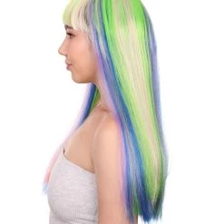 HPO Women's Womens Rainbow Bob Wig | Party Ready Fancy Cosplay Halloween Wig | Premium Breathable Capless Cap