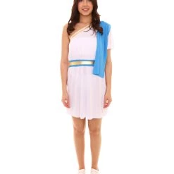 HPO Adult Women's Roman Fancy Dress Costume | Blue & White Cosplay Costume