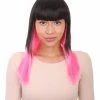 HPO Black Pink Bob Womens Wig | Long Fashion Cosplay Halloween Wig | Premium Breathable Capless Cap