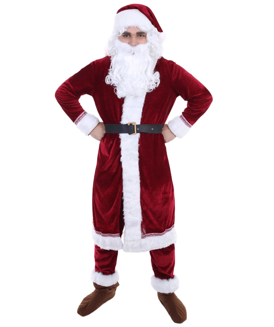 HPO Adult Men's Deluxe Classic Santa Claus Suit Costume | Multi Christmas Costume