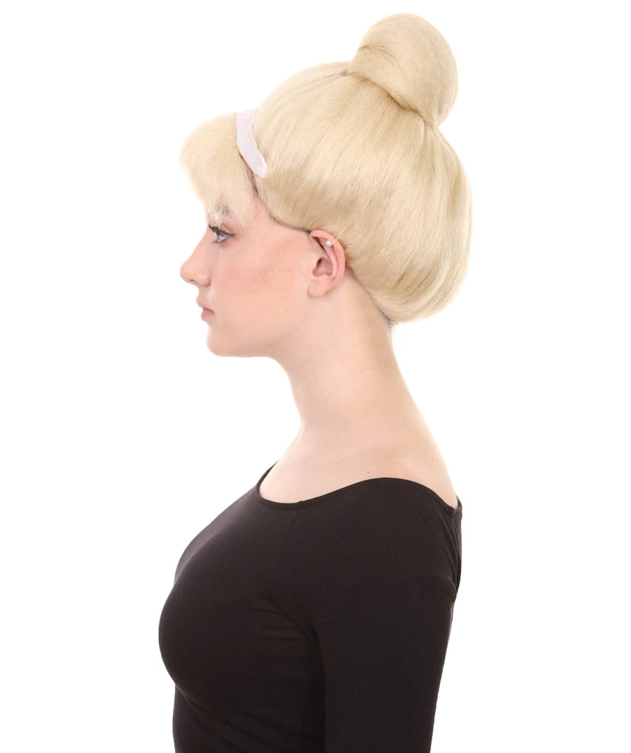 HPO Princess Womens Wig | Blonde Short Royal Bun Wig | Premium Breathable Capless Cap Women's