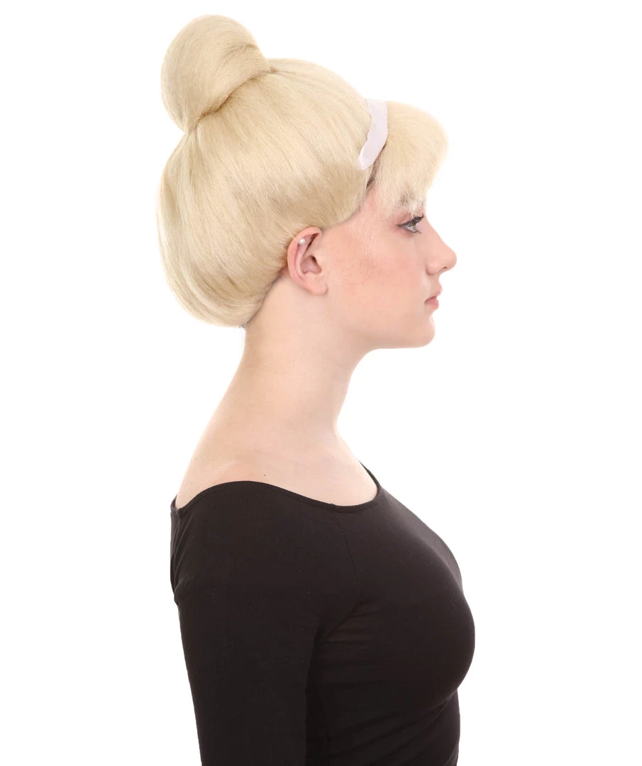 HPO Princess Womens Wig | Blonde Short Royal Bun Wig | Premium Breathable Capless Cap Women's