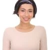 HPO Animation Hero Womens Wig | Short Black Purple TV/Movie Wig | Premium Breathable Capless Cap