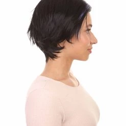 HPO Animation Hero Womens Wig | Short Black Purple TV/Movie Wig | Premium Breathable Capless Cap