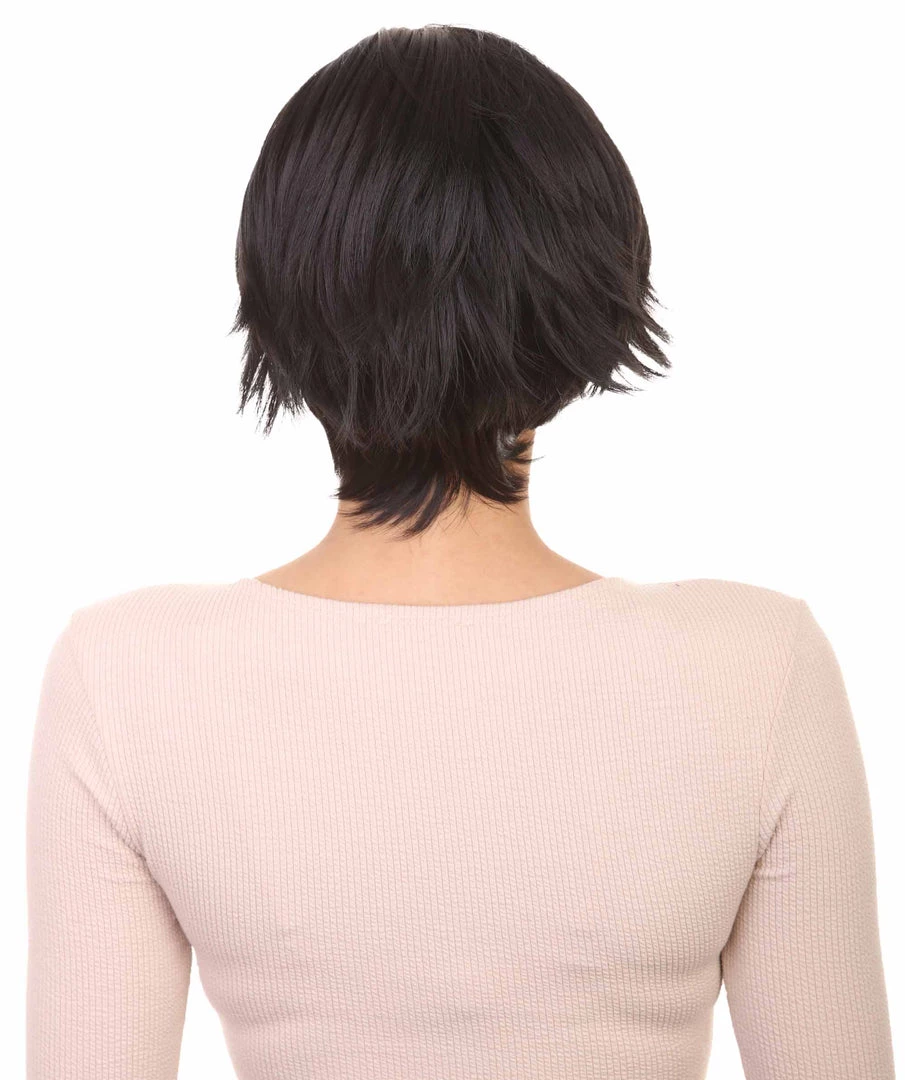 HPO Animation Hero Womens Wig | Short Black Purple TV/Movie Wig | Premium Breathable Capless Cap