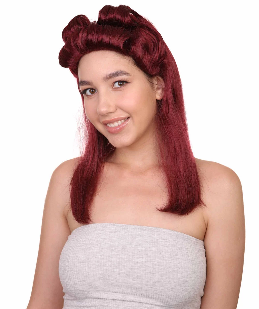 HPO Women's 40s Pin Up Girl Brown Womens Wig | Cosplay Halloween Wig | Premium Breathable Capless Cap