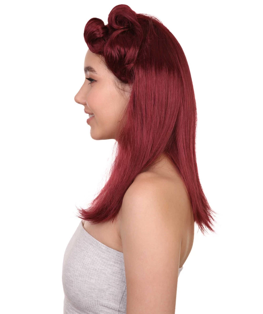 HPO Women's 40s Pin Up Girl Brown Womens Wig | Cosplay Halloween Wig | Premium Breathable Capless Cap
