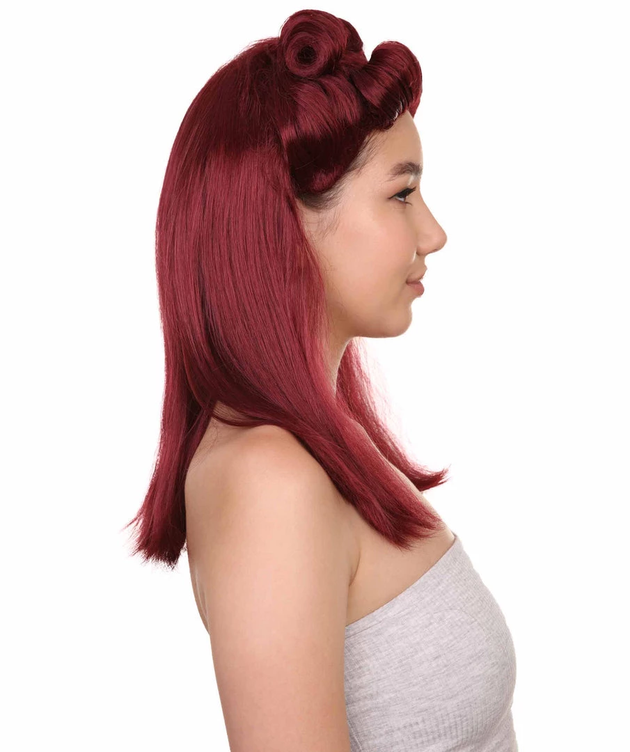 HPO Women's 40s Pin Up Girl Brown Womens Wig | Cosplay Halloween Wig | Premium Breathable Capless Cap