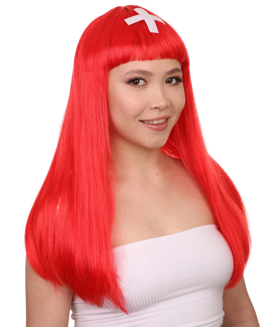FLAGWIGS Switzerland Flag Sport Party Long Bob Wig | Sexy Cosplay Party Halloween Wig | Premium Breathable Capless Cap