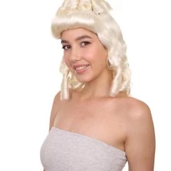 HPO Womens Colonial Ladies 18th Century Wig | Blonde Historical Wigs | Premium Breathable Capless Cap Women's