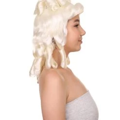 HPO Womens Colonial Ladies 18th Century Wig | Blonde Historical Wigs | Premium Breathable Capless Cap Women's