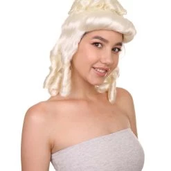 HPO Womens Colonial Ladies 18th Century Wig | Blonde Historical Wigs | Premium Breathable Capless Cap Women's