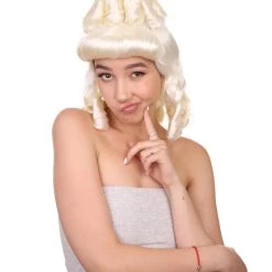 HPO Womens Colonial Ladies 18th Century Wig | Blonde Historical Wigs | Premium Breathable Capless Cap Women's