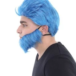 HPO Beast Wig & Beard | Blue Cosplay Halloween Wig | Premium Breathable Capless Cap