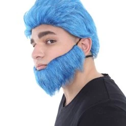 HPO Beast Wig & Beard | Blue Cosplay Halloween Wig | Premium Breathable Capless Cap