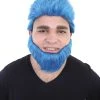 HPO Beast Wig & Beard | Blue Cosplay Halloween Wig | Premium Breathable Capless Cap