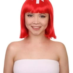 FLAGWIGS Women's Switzerland Flag Sport Party Bob Wig | Sexy Cosplay Party Halloween Wig | Premium Breathable Capless Cap
