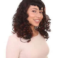 HPO Womens Passion Wig | Long Curly Black Party Ready Fancy Cosplay Halloween Wig | Premium Breathable Capless Cap Women's